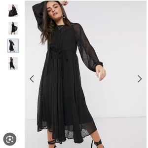NWOT ASOS Design Textured Trapeze Midi Dress With Bubble Sleeves